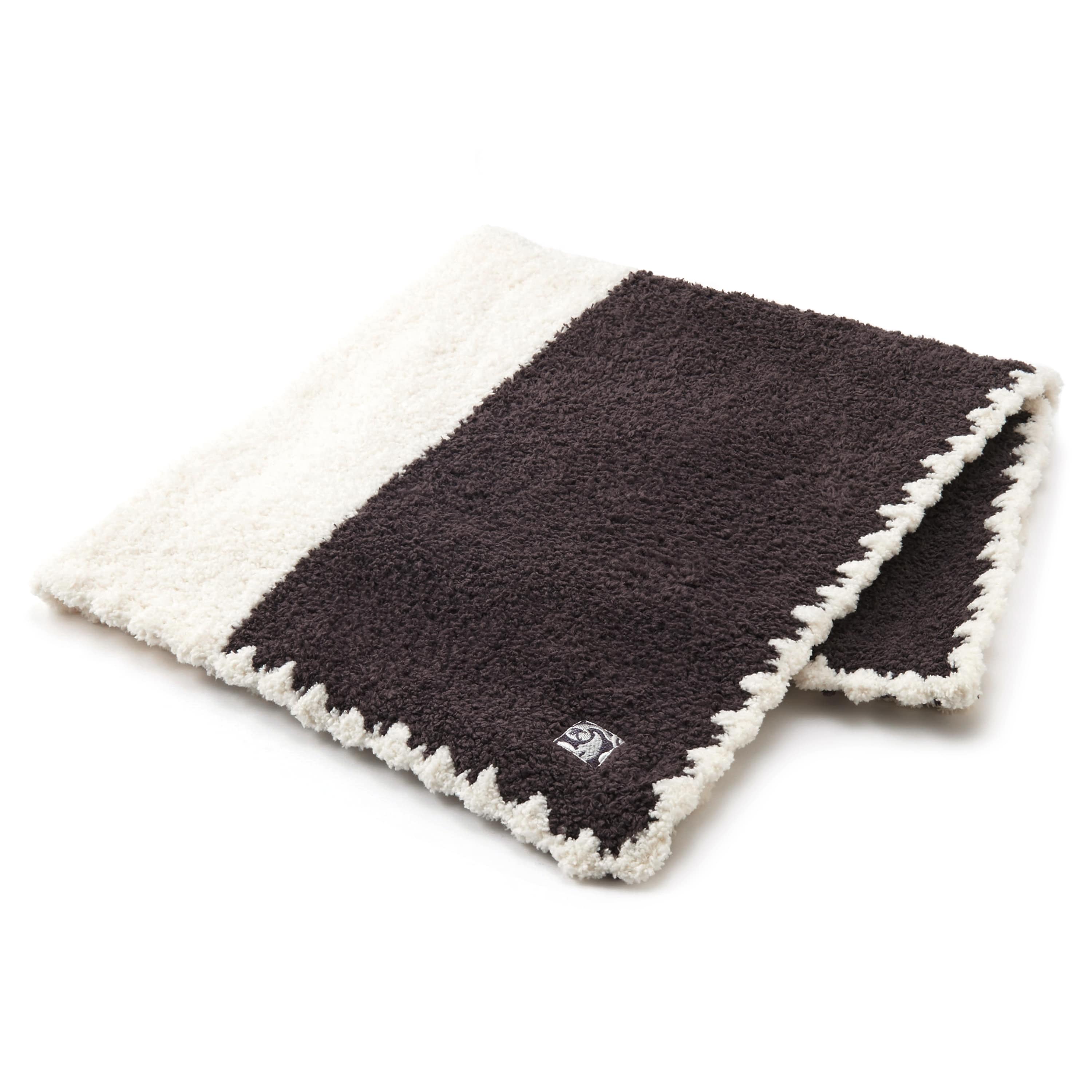 BABY BLANKET CENTER STRIPE(78×78cm (CAP無し) charcoal gray/creme 