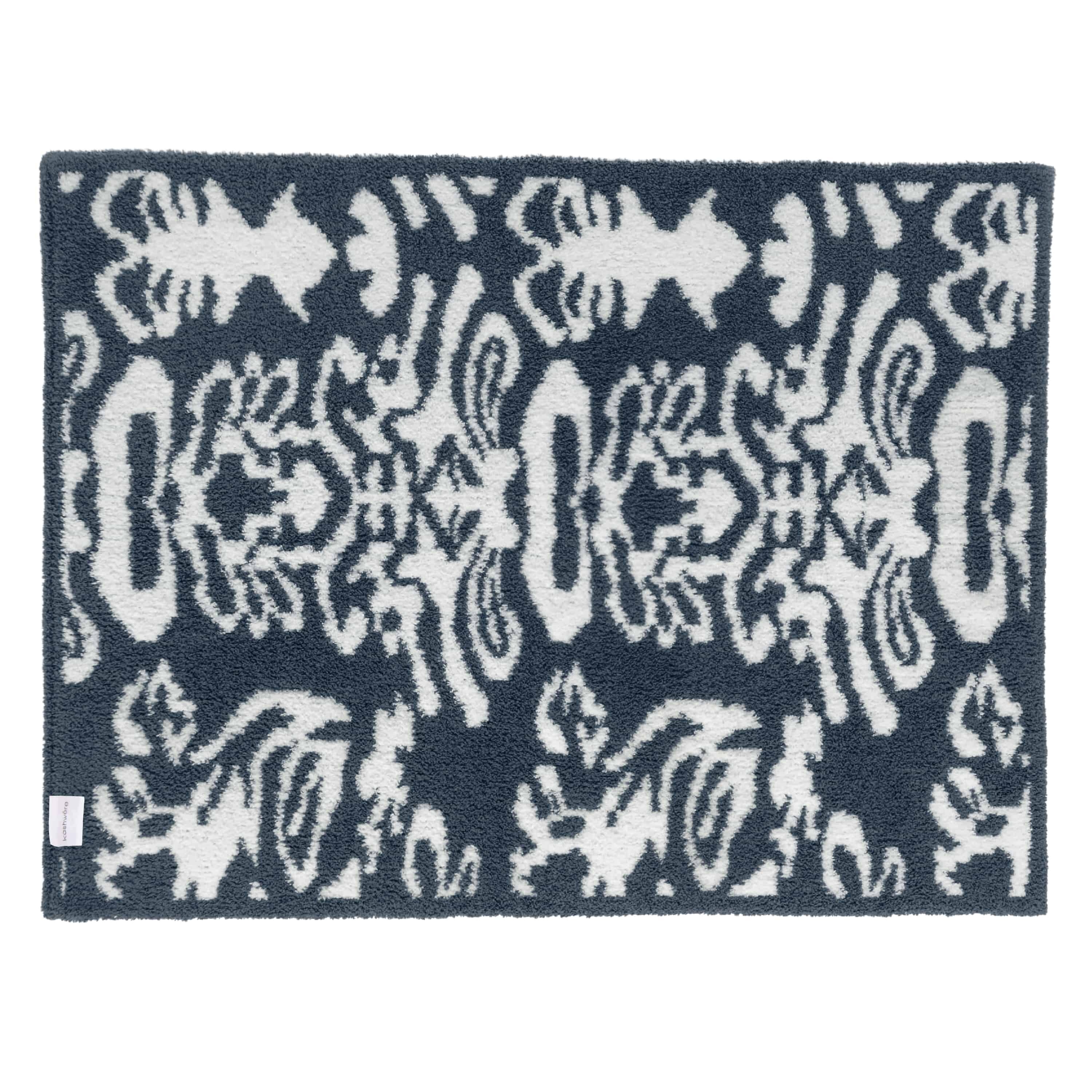 20th HALF BLANKET / DAMASK (white)(85×110cm white/vintage blue
