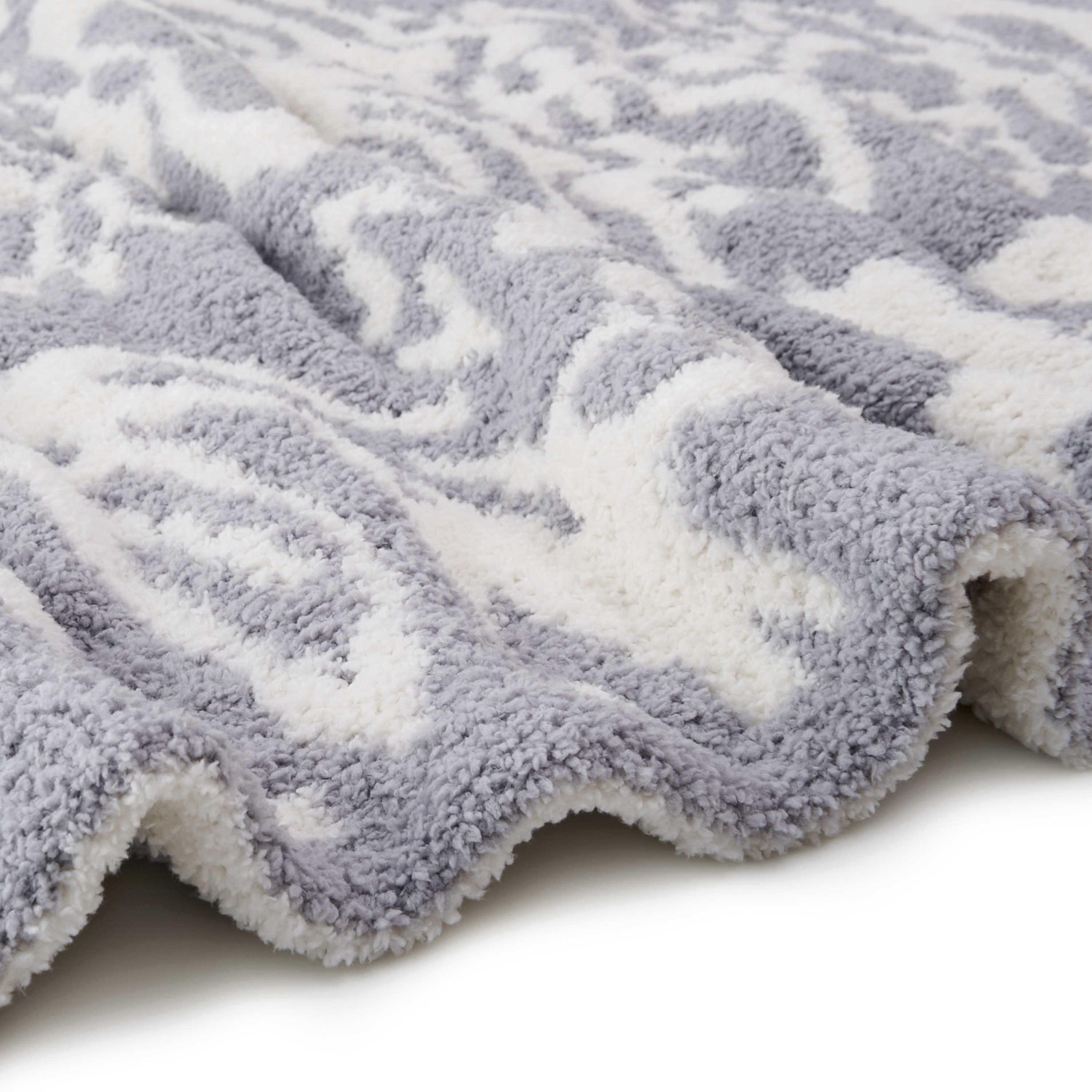 TWIN BLANKET / DAMASK(183×230cm stone/creme): BLANKET | kashwere