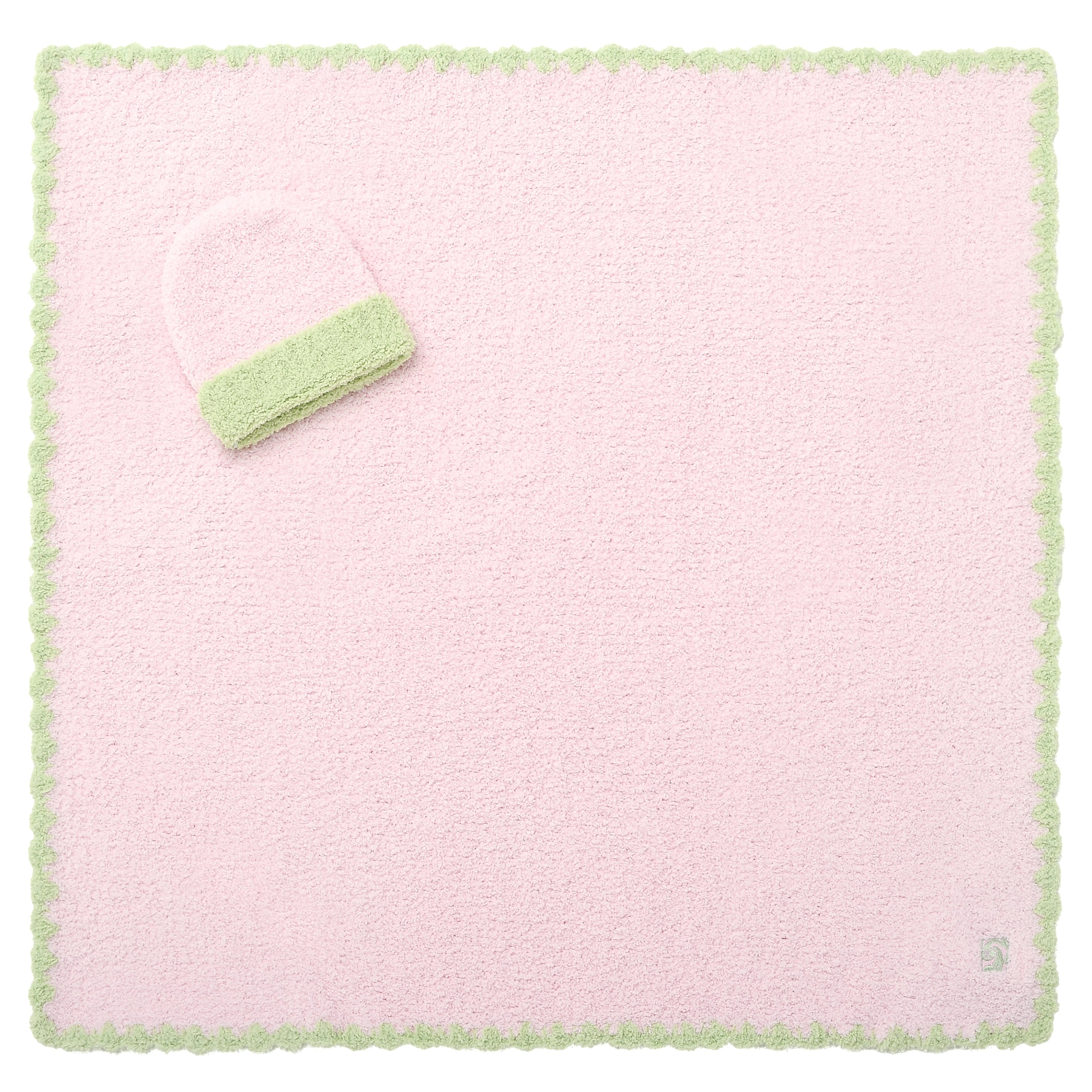 BABY BLANKET TRIM & CAP(78×78cm （CAP有り） pink/green): BABY&KIDS