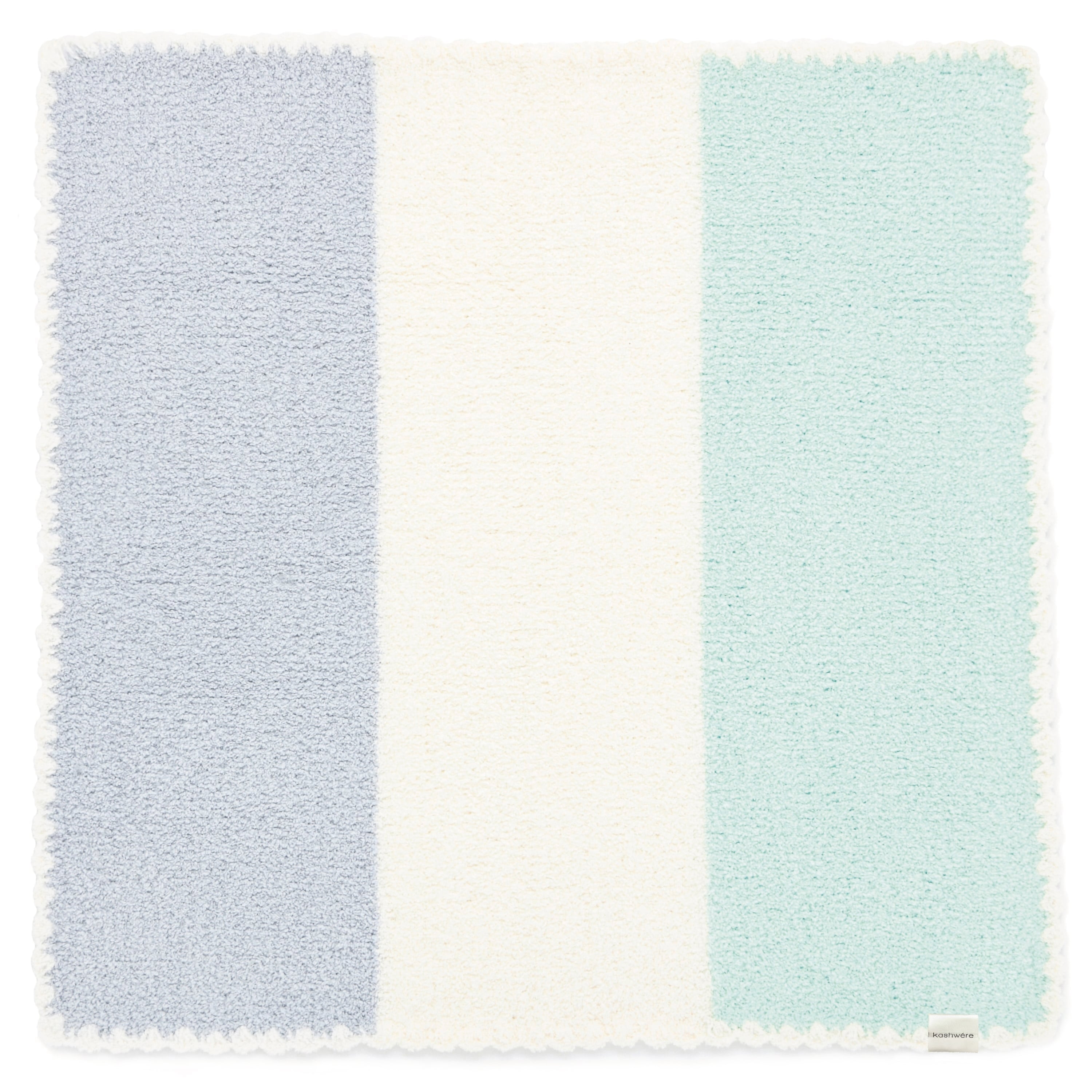 ⚪︎kashwere BABY BLANKET ベビーブランケットマルチストライプ BABY BLANKET MULTI STRIPE(78×78cm blue/creme/ice green): BABY&KIDS