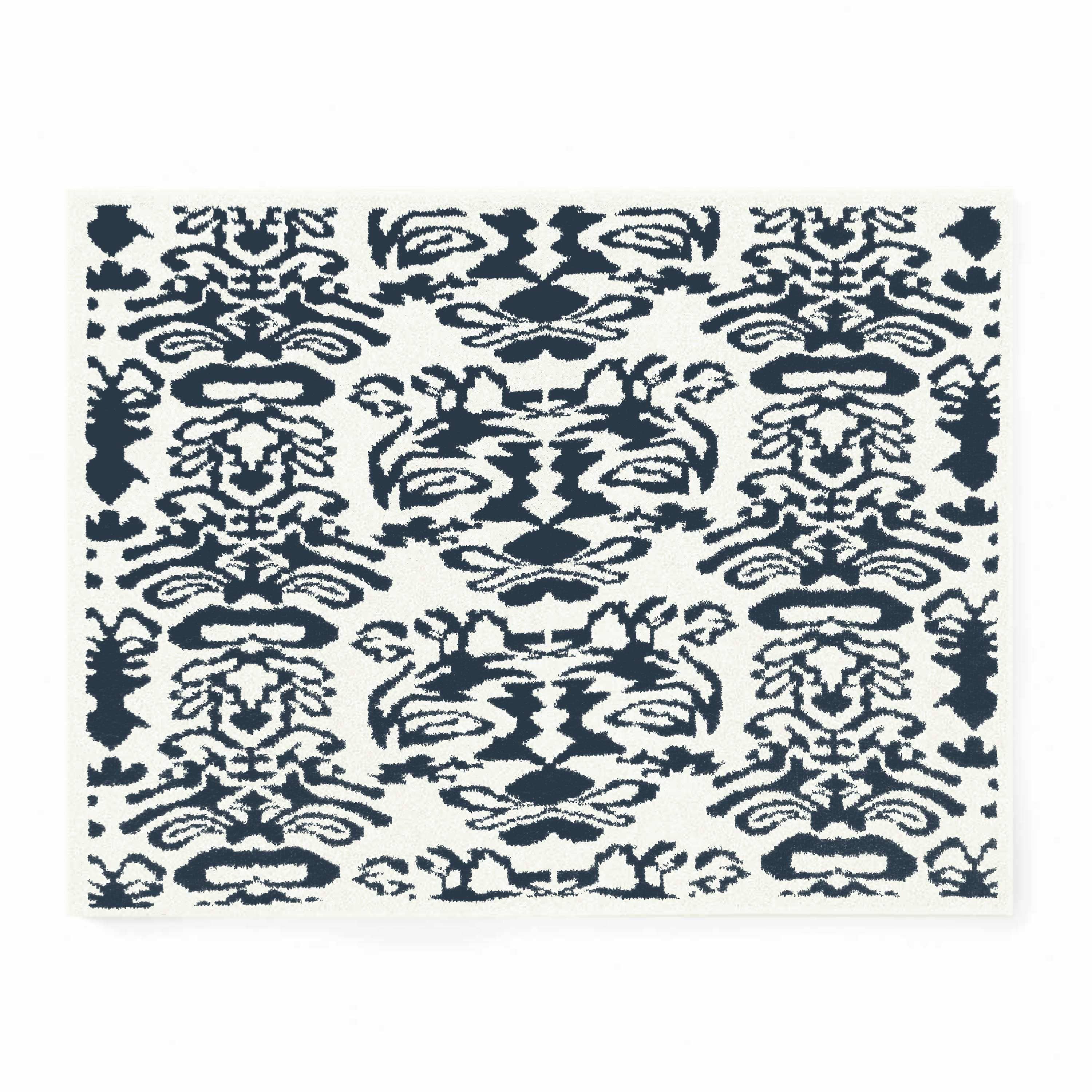 20th BLANKET / DAMASK(135×183cm creme/vintage blue): 20th